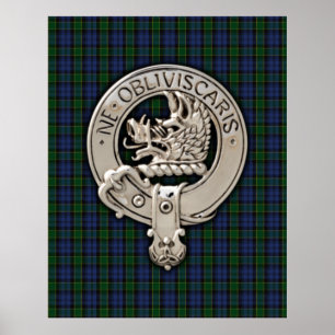 Klan Campbell Vapensköld & Breadalbane Tartan Poster