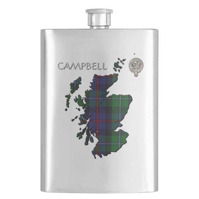 Klan Campbell Vapensköld & Cawdor Tartan Karta Fickplunta (Framsidan)