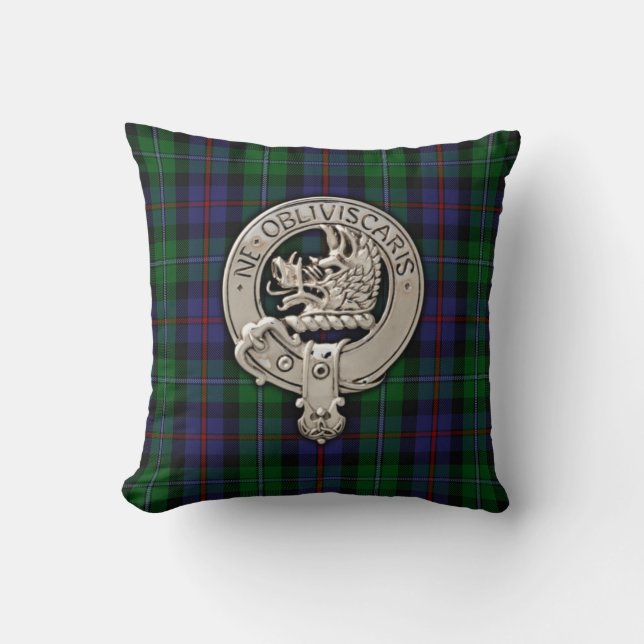 Klan Campbell Vapensköld & Cawdor Tartan Kudde (Framsida)