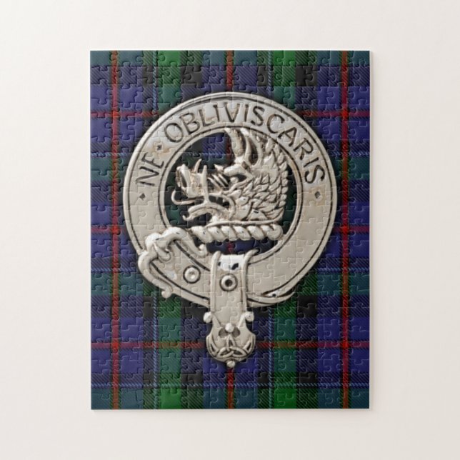 Klan Campbell Vapensköld & Cawdor Tartan Pussel (Vertikal)