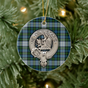 Klan Campbell Vapensköld & Dress Tartan Julgransprydnad Keramik