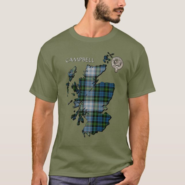 Klan Campbell Vapensköld & Dress Tartan Karta T Shirt (Framsida)