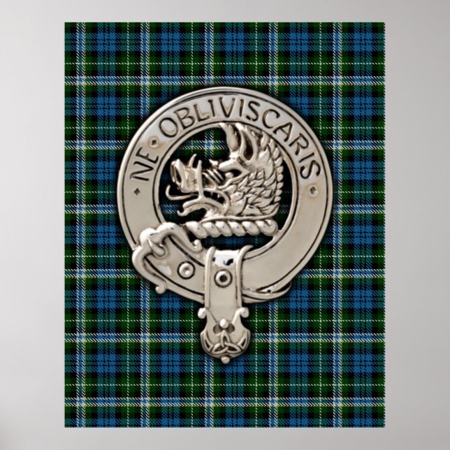 Klan Campbell Vapensköld & Dress Tartan Poster (Framsidan)