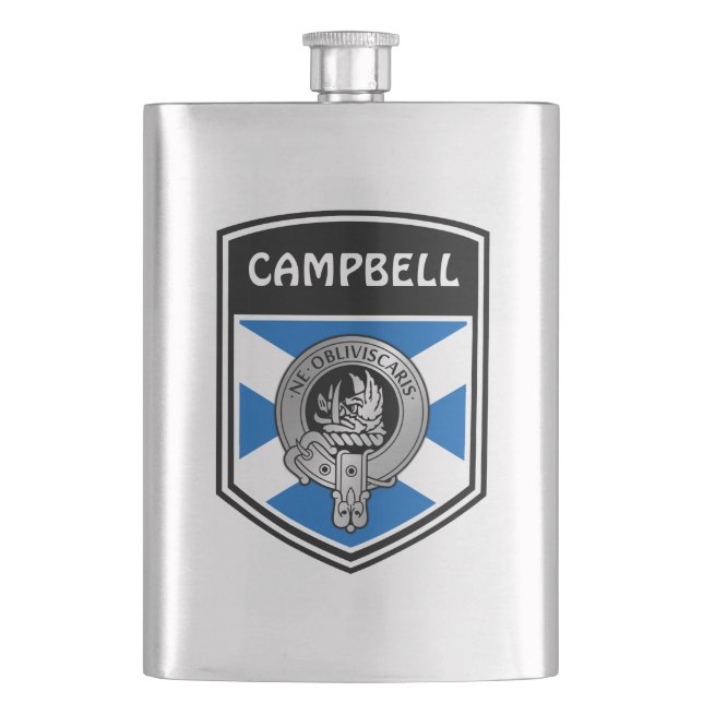 Klan Campbell Vapensköld & Tartan Fickplunta (Framsidan)