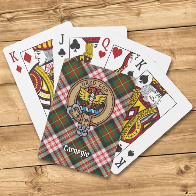 Klan Carnegie Vapensköld över Dress Tartan Casinokort (Skapare uppladdad)