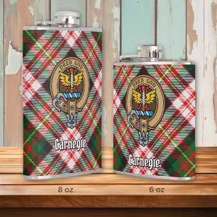 Klan Carnegie Vapensköld över Dress Tartan Fickplunta