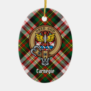 Klan Carnegie Vapensköld över Dress Tartan Julgransprydnad Keramik