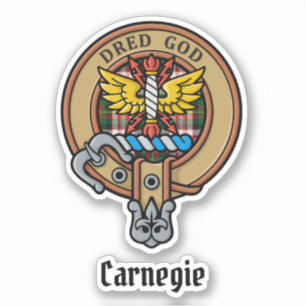 Klan Carnegie Vapensköld över Dress Tartan Klistermärken