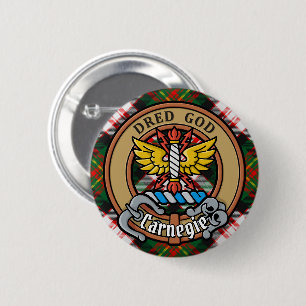 Klan Carnegie Vapensköld över Dress Tartan Knapp