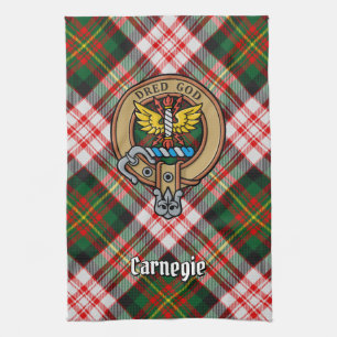 Klan Carnegie Vapensköld över Dress Tartan Kökshandduk