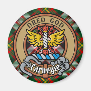 Klan Carnegie Vapensköld över Dress Tartan Magnet