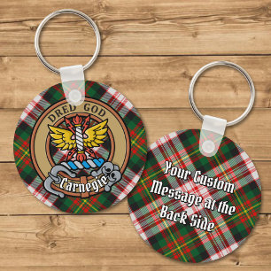 Klan Carnegie Vapensköld över Dress Tartan Nyckelring