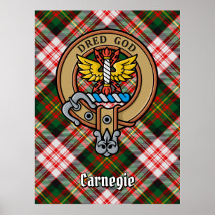 Klan Carnegie Vapensköld över Dress Tartan Poster