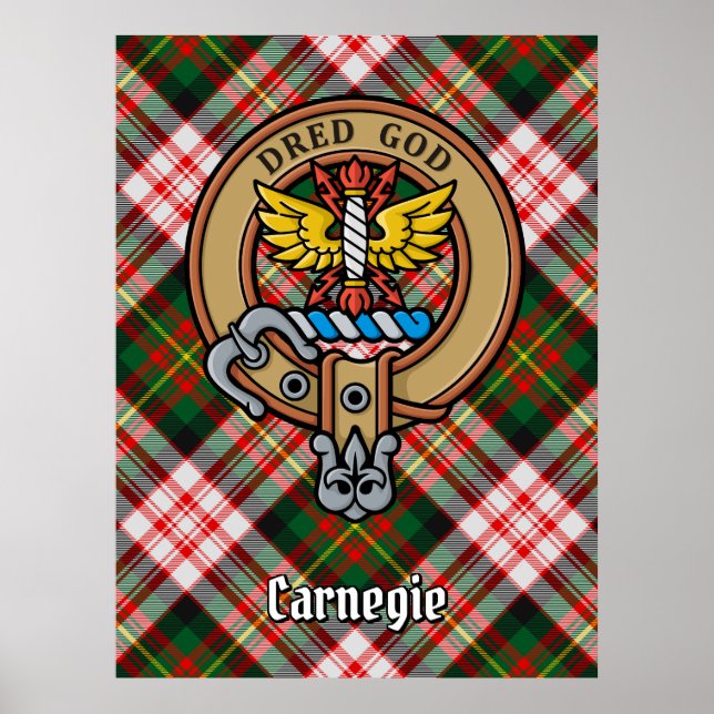 Klan Carnegie Vapensköld över Dress Tartan Poster (Framsidan)
