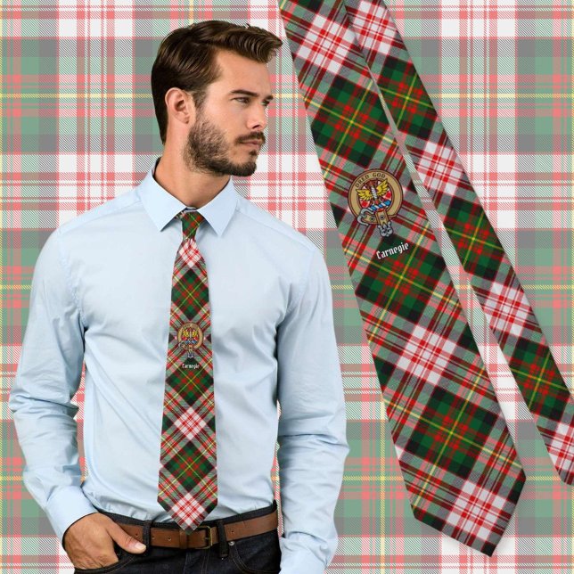 Klan Carnegie Vapensköld över Dress Tartan Slips (Skapare uppladdad)