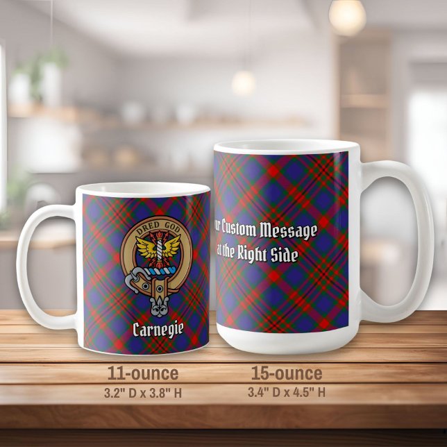 Klan Carnegie Vapensköld över Tartan Kaffemugg (Skapare uppladdad)