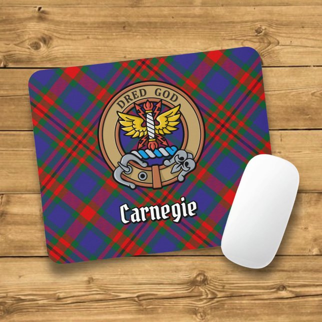 Klan Carnegie Vapensköld över Tartan Musmatta (Skapare uppladdad)