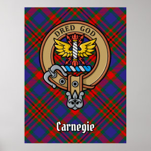Klan Carnegie Vapensköld över Tartan Poster