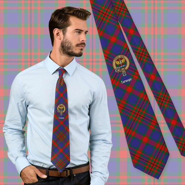 Klan Carnegie Vapensköld över Tartan Slips (Skapare uppladdad)