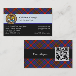 Klan Carnegie Vapensköld över Tartan Visitkort