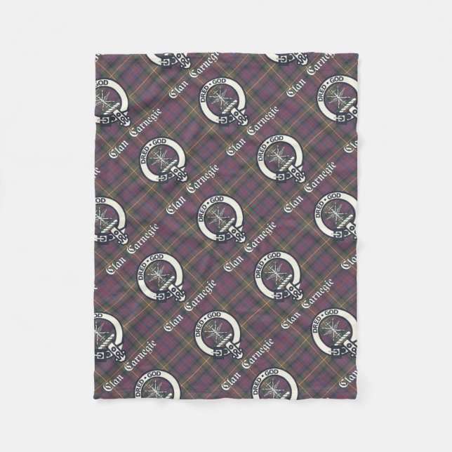 Klan Carnegie Vapensköld Tartan Fleecefilt (Framsidan)
