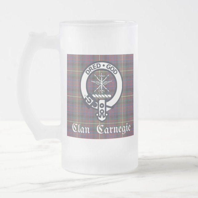 Klan Carnegie Vapensköld Tartan Frostat Ölglas (Vänster)