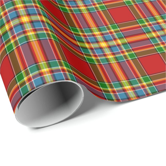 Klan Chattan Tartan Red Scottish Play Presentpapper (Rullad Hörn)