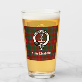 Klan Chisholm Tartan & Vapensköld Badge Glaskopp