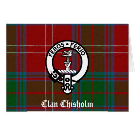 Klan Chisholm Tartan & Vapensköld Badge Hälsningskort