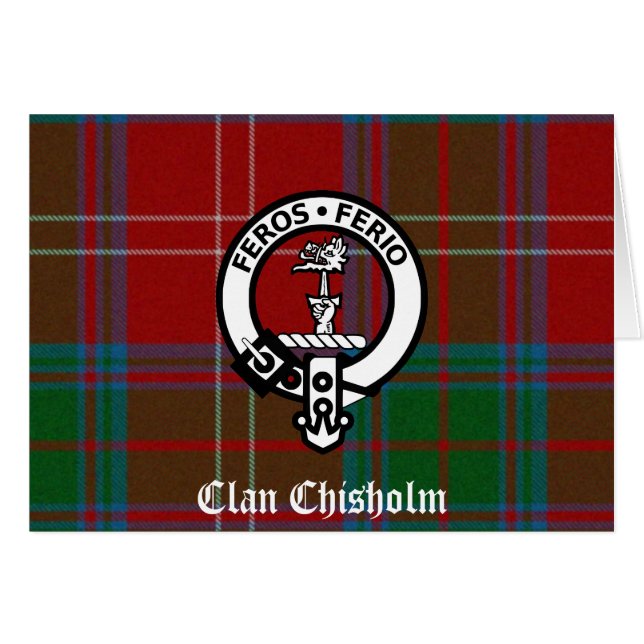 Klan Chisholm Tartan & Vapensköld Badge Hälsningskort (Framsidan Horizontal)