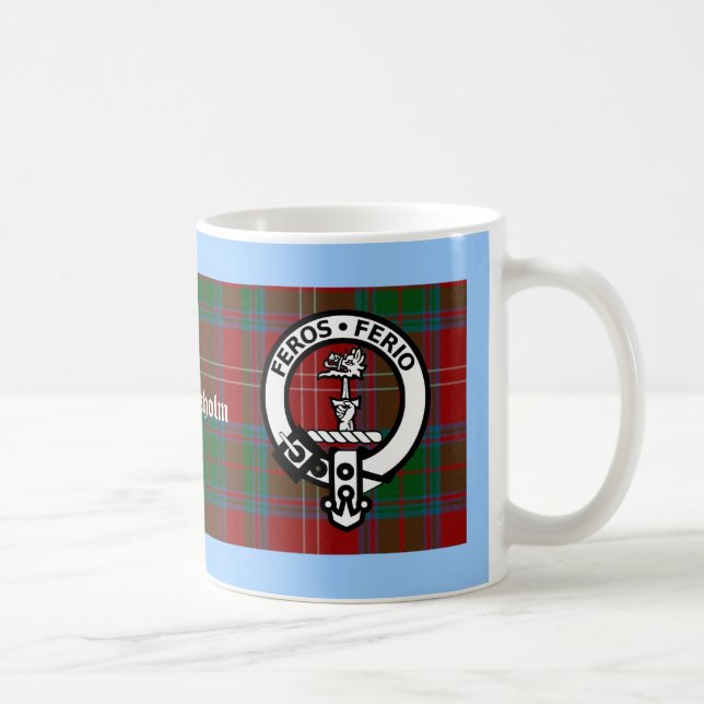 Klan Chisholm Tartan & Vapensköld Badge Kaffemugg (Höger)