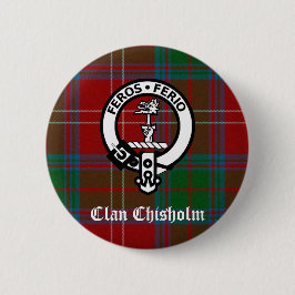 Klan Chisholm Tartan & Vapensköld Badge Knapp