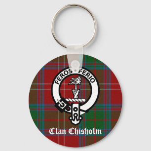 Klan Chisholm Tartan & Vapensköld Badge Nyckelring