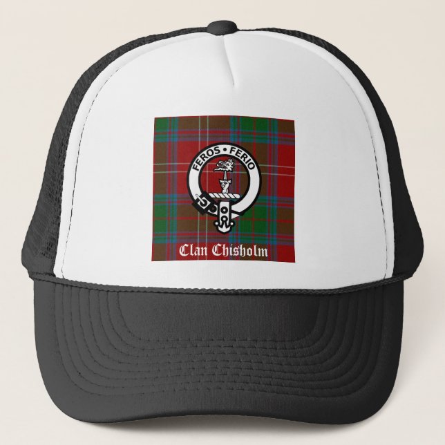 Klan Chisholm Tartan & Vapensköld Badge Truckerkeps (Framsida)