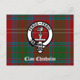 Klan Chisholm Tartan & Vapensköld Badge Vykort