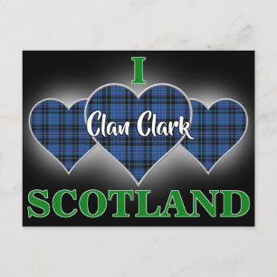 Klan Clark I Kärlek Scotland Tartan Heart Vykort