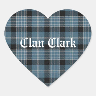 Klan Clark Tartan Hjärtformat Klistermärke