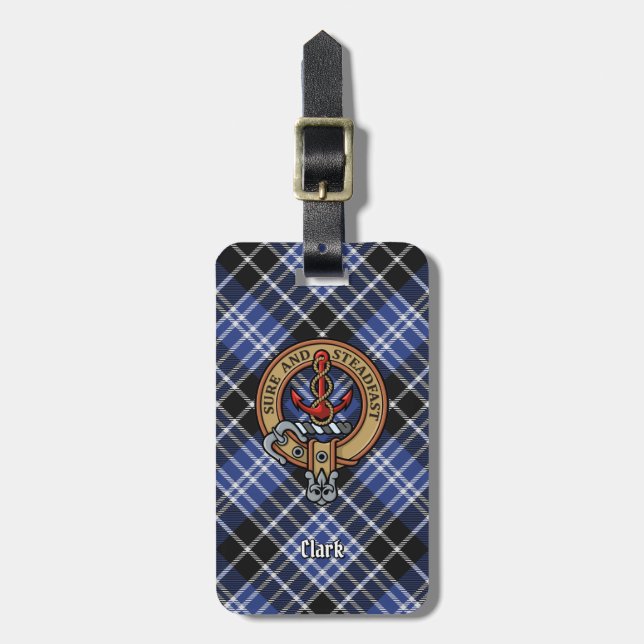 Klan Clark Vapensköld över Tartan Bagagebricka (Vertikal Framsida)