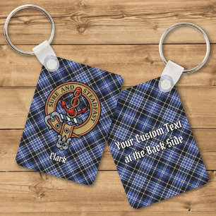 Klan Clark-Vapensköld över Tartan Keychain Nyckelring