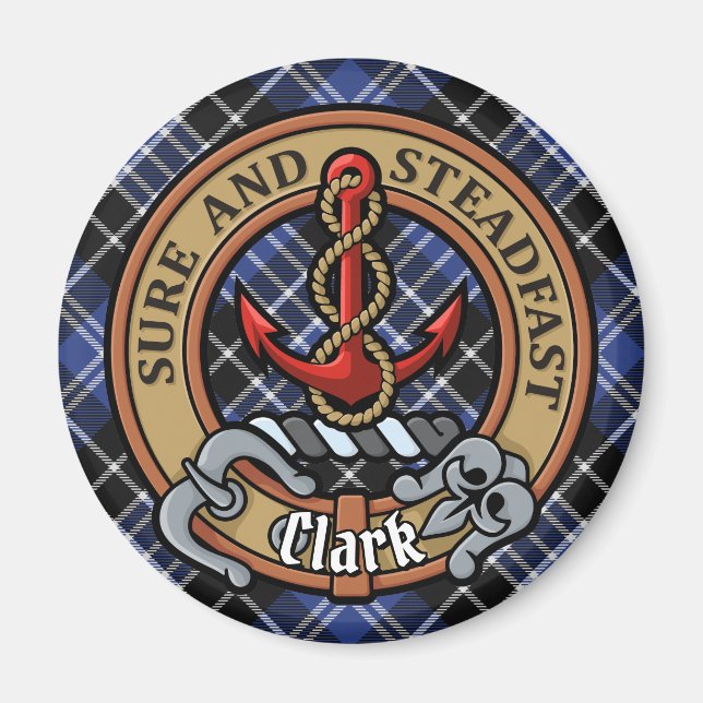 Klan Clark Vapensköld över Tartan Magnet (Framsidan)