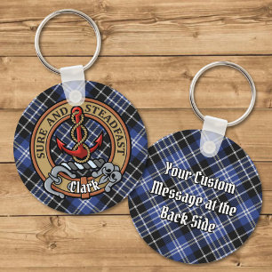 Klan Clark Vapensköld över Tartan Nyckelring