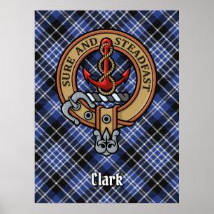 Klan Clark Vapensköld över Tartan Poster