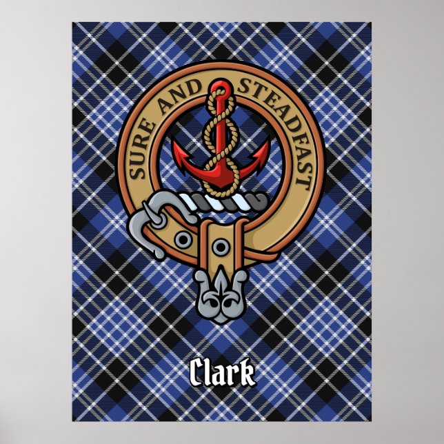 Klan Clark Vapensköld över Tartan Poster (Framsidan)