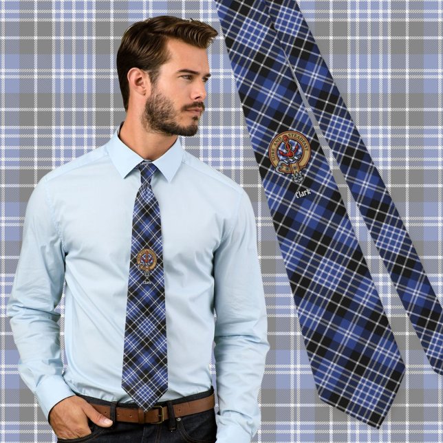 Klan Clark Vapensköld över Tartan Slips (Skapare uppladdad)