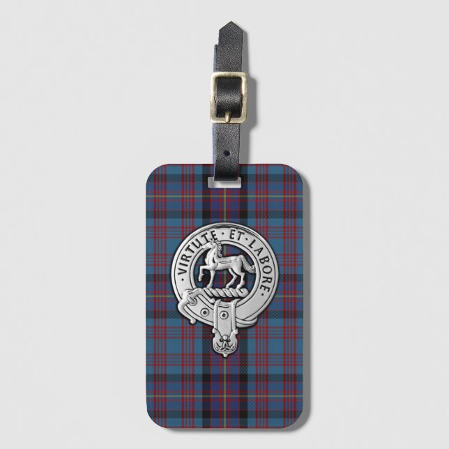 Klan Cochrane Vapensköld & Azure Tartan Bagagebricka (Framsida vertikal)