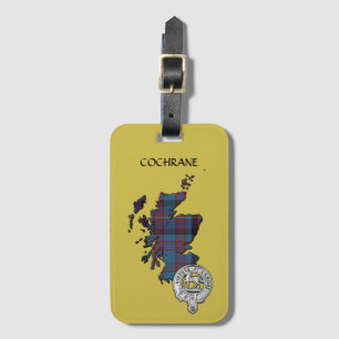 Klan Cochrane Vapensköld & Azure Tartan Karta Bagagebricka