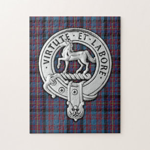 Klan Cochrane Vapensköld & Azure Tartan Pussel