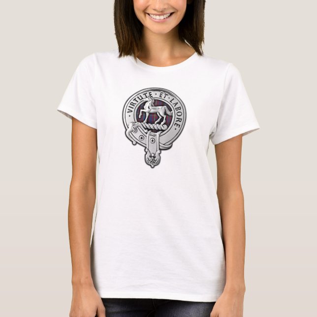 Klan Cochrane Vapensköld & Azure Tartan T Shirt (Framsida)