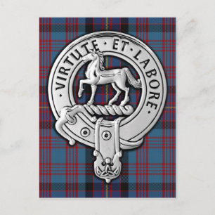 Klan Cochrane Vapensköld & Azure Tartan Vykort