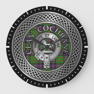 Klan Cochrane Vapensköld & Tartan Knot Stor Klocka